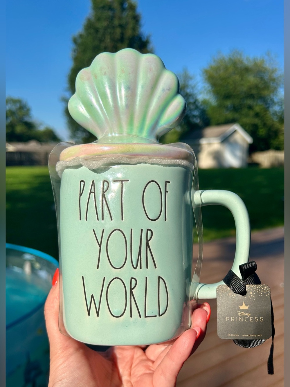Rae Dunn Disney Ariel “Part of Your World” Coffee Mug with Seashell Topper